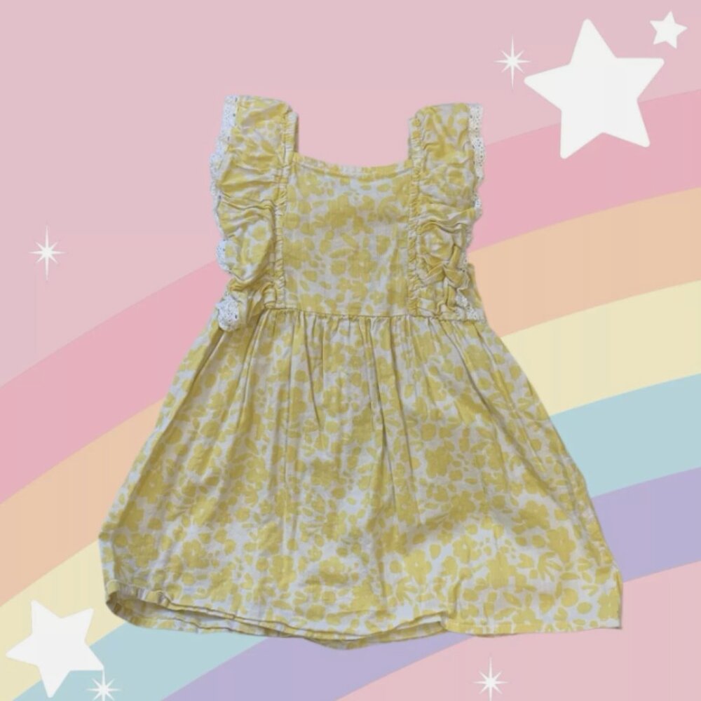 Toddler Girl Yellow And White Floral Dress Size 2T Summer Spring Clothes